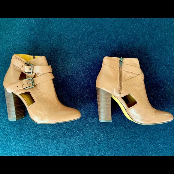 Atwell Maggie Cut-Out Brown Leather Buckle Bootie - Picture 3 of 6